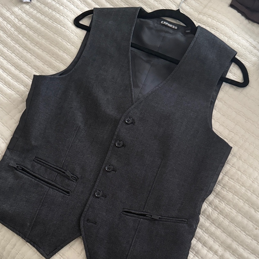 Express Men's Dark Gray Dress Vest